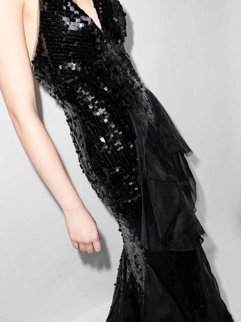 Ruffled Sequin Gown