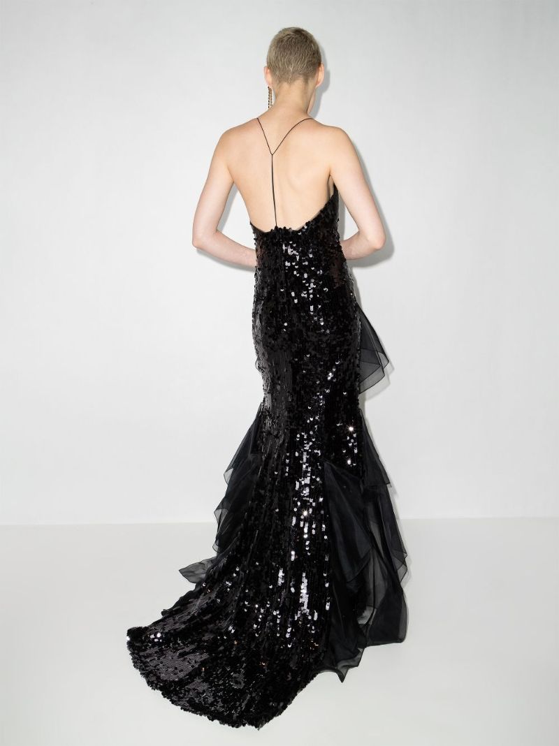 Ruffled Sequin Gown