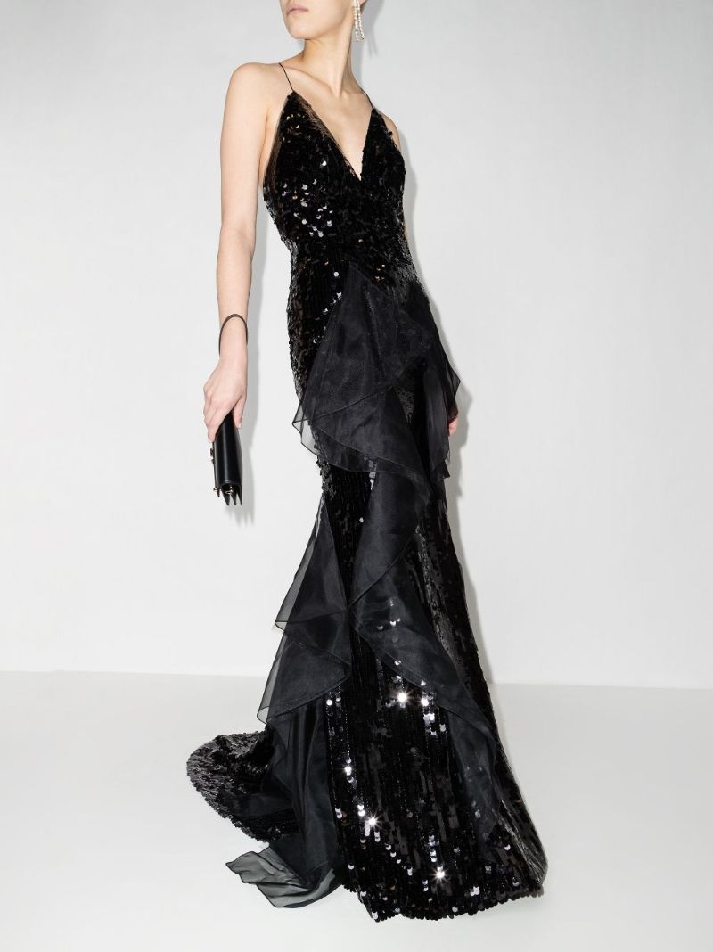 Ruffled Sequin Gown