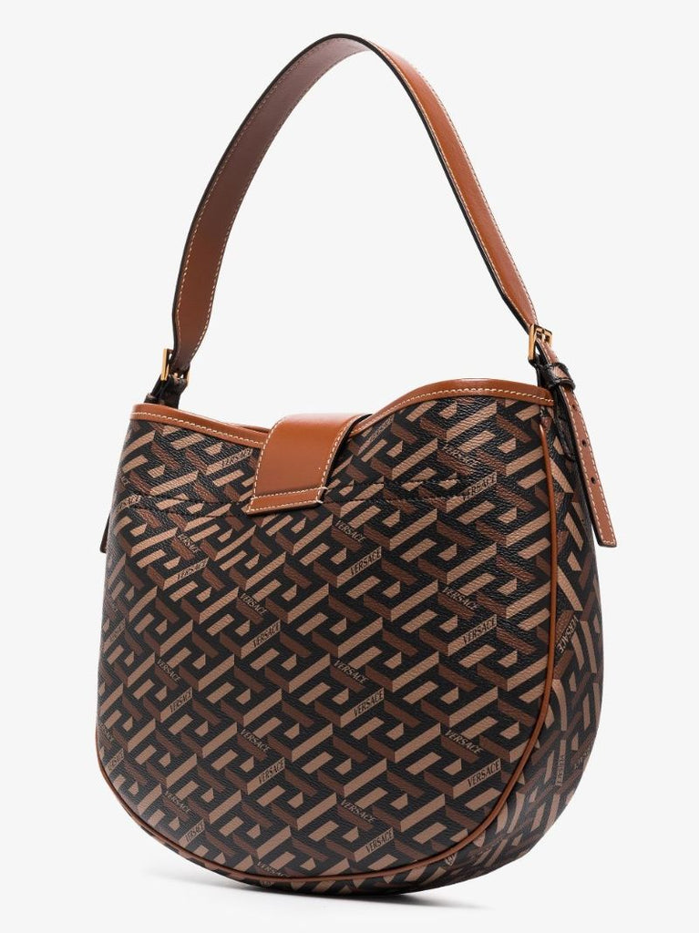 Brown La Greca Signature Shoulder Bag