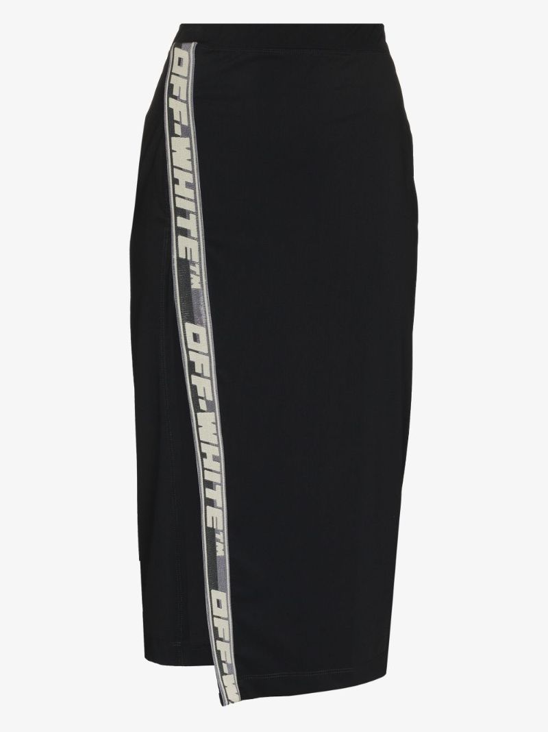 Logo Tape Split Midi Skirt
