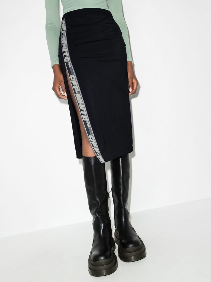Logo Tape Split Midi Skirt