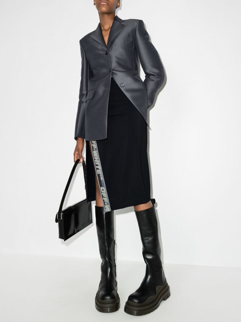 Logo Tape Split Midi Skirt