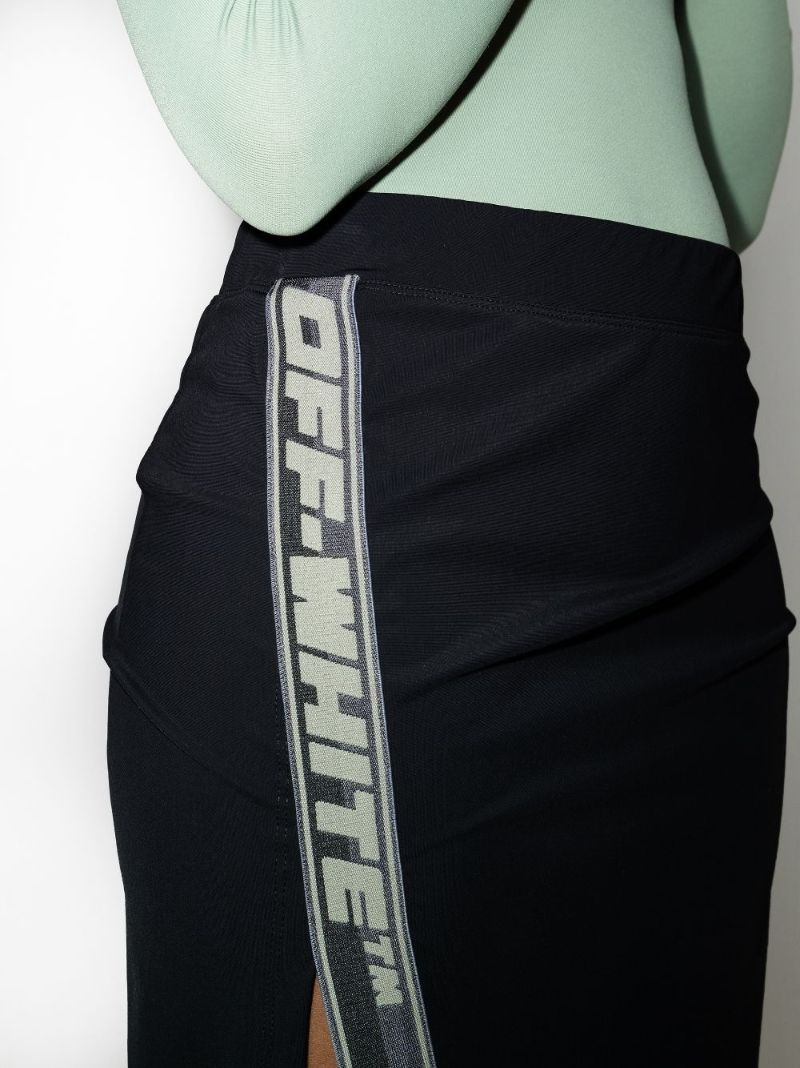 Logo Tape Split Midi Skirt
