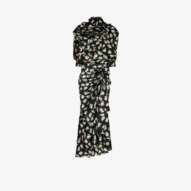 Pixel Floral Print Maxi Dress