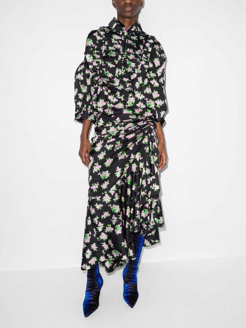 Pixel Floral Print Maxi Dress
