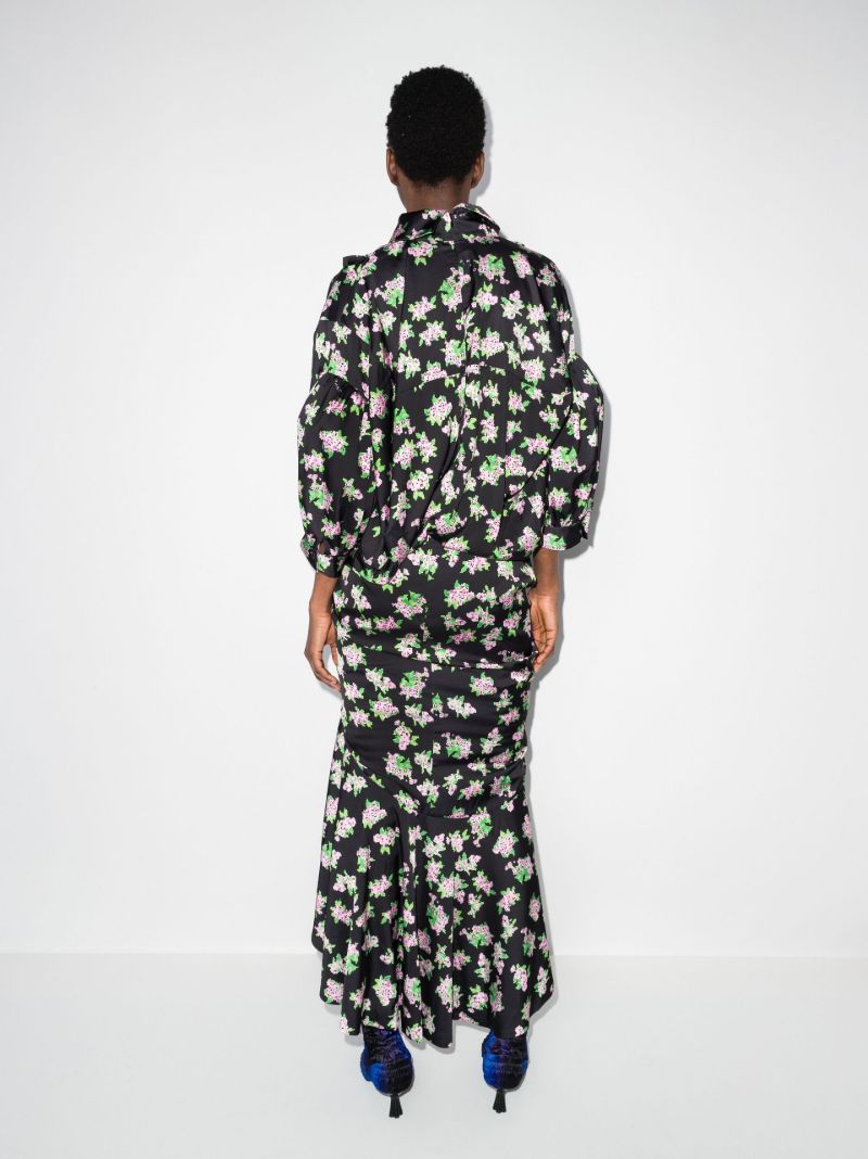 Pixel Floral Print Maxi Dress