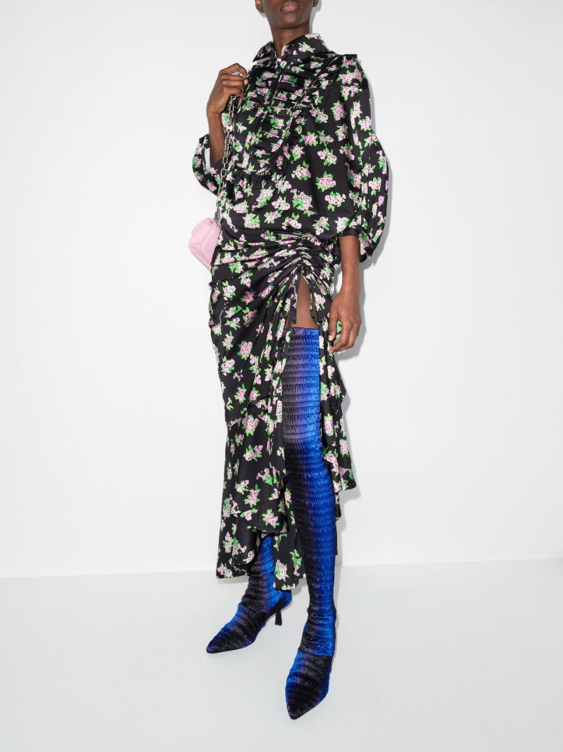 Pixel Floral Print Maxi Dress