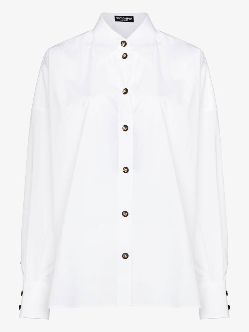 Logo Embellished Oversized Cotton Shirt