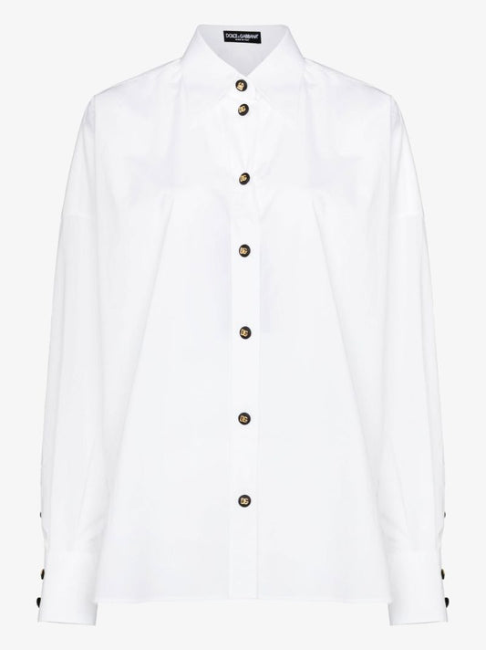 Logo Embellished Oversized Cotton Shirt