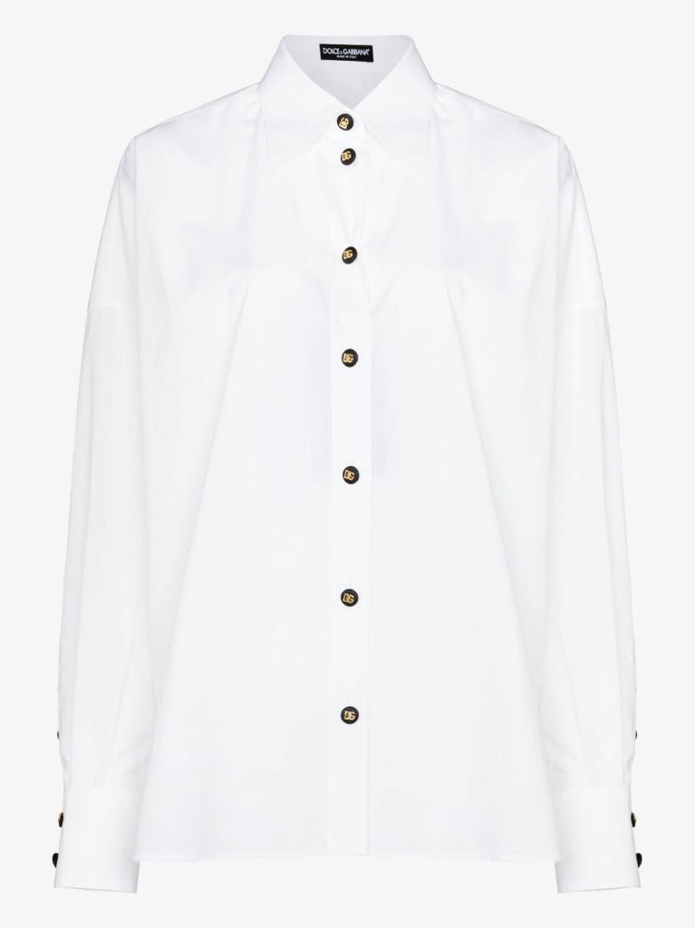 Logo Embellished Oversized Cotton Shirt