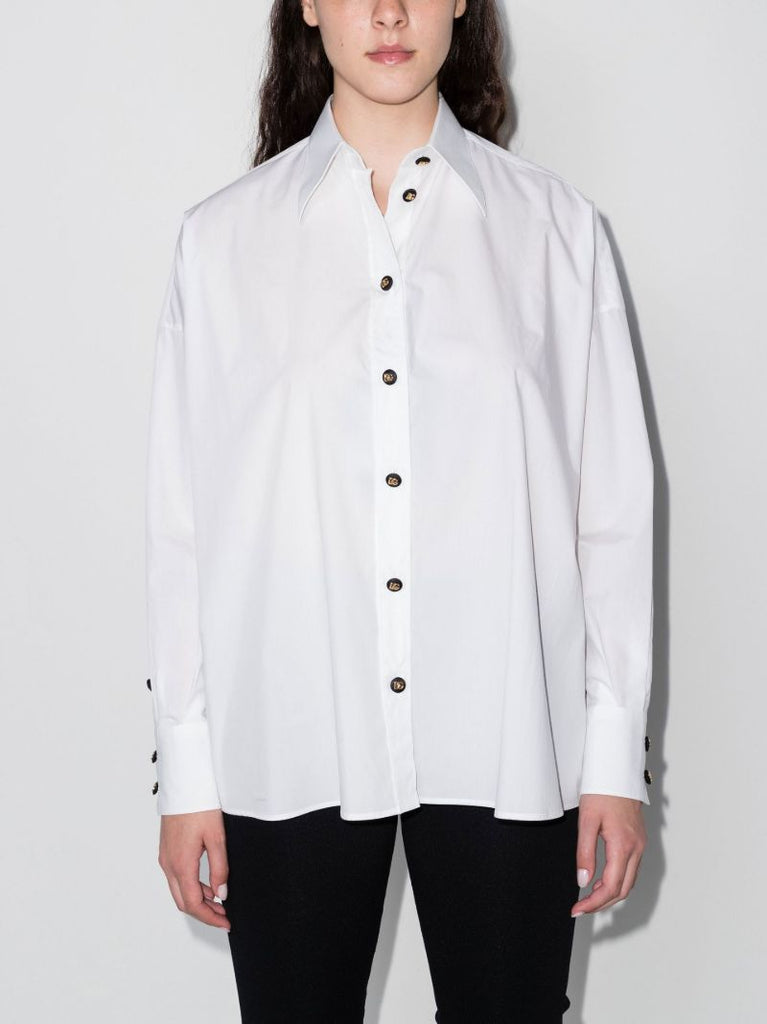 Logo Embellished Oversized Cotton Shirt