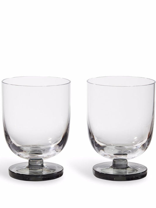 Grey Puck Glass Water Tumblers Set