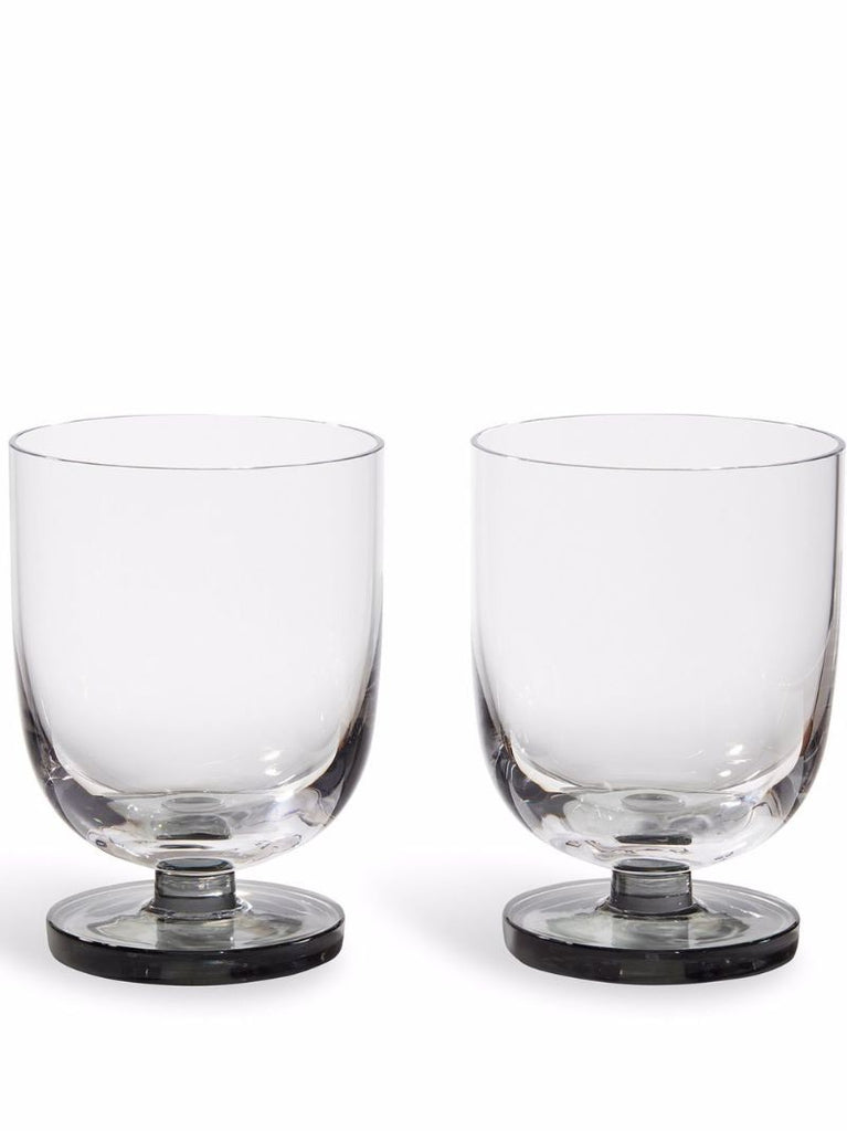 Grey Puck Glass Water Tumblers Set