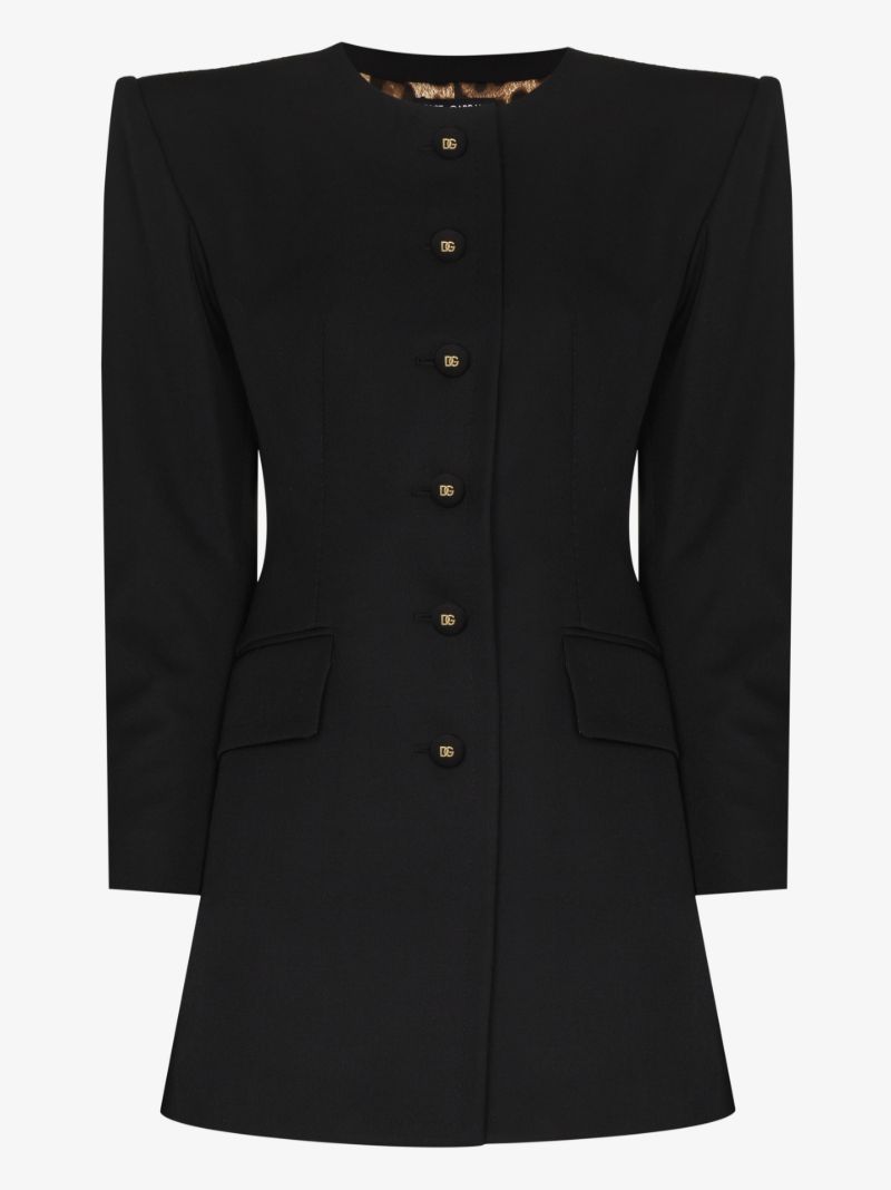 Exaggerated Shoulder Single-breasted Blazer