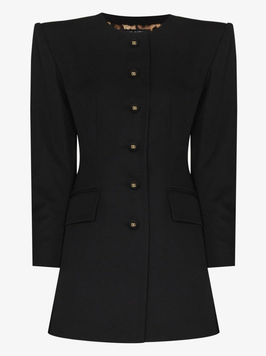 Exaggerated Shoulder Single-breasted Blazer