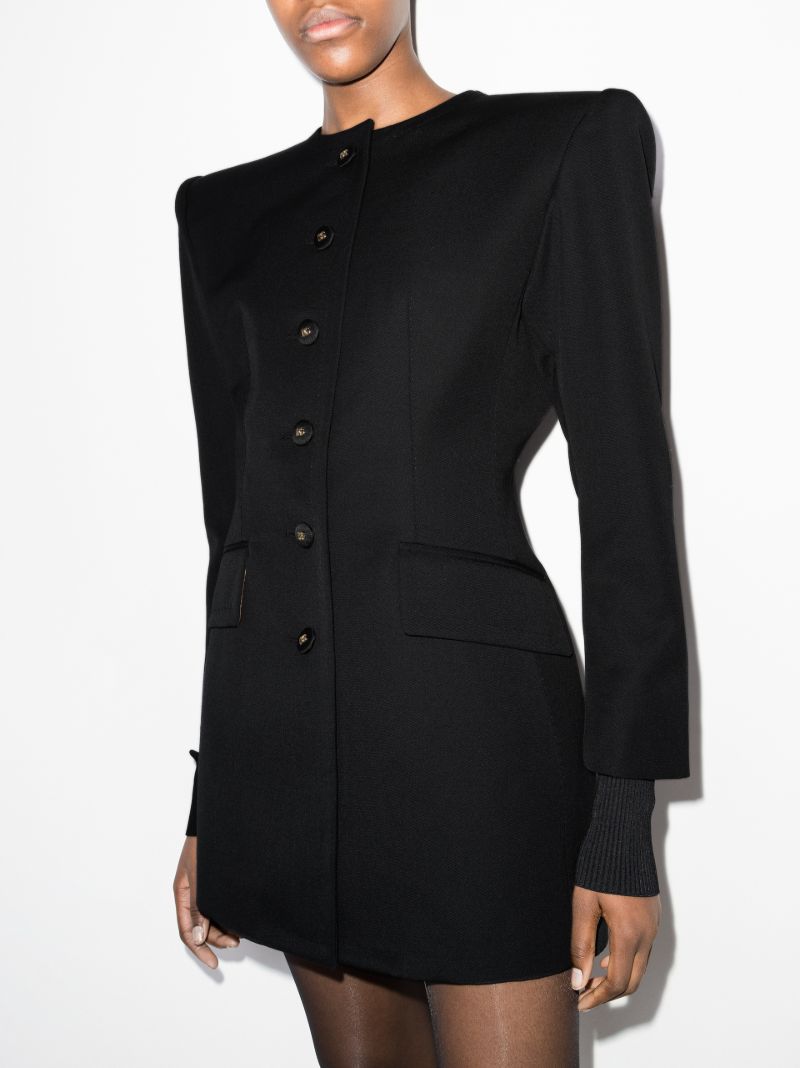 Exaggerated Shoulder Single-breasted Blazer