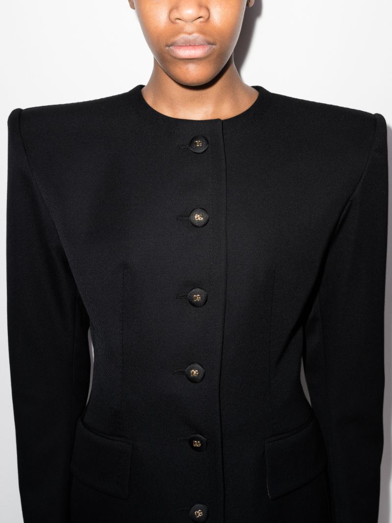 Exaggerated Shoulder Single-breasted Blazer