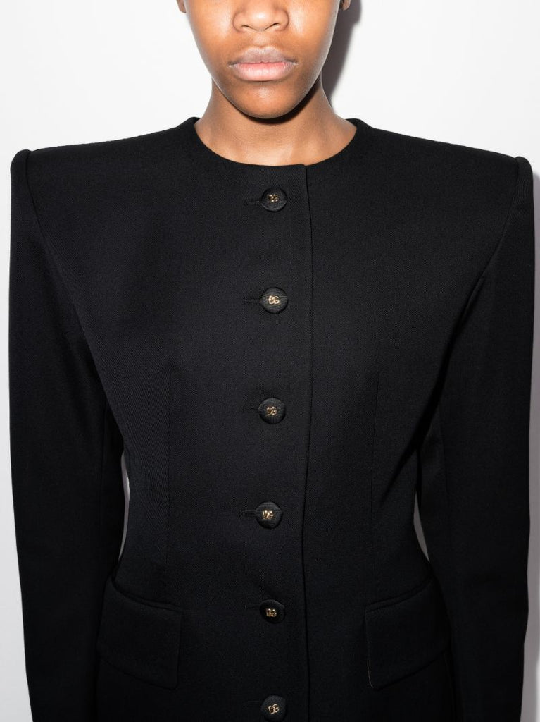 Exaggerated Shoulder Single-breasted Blazer