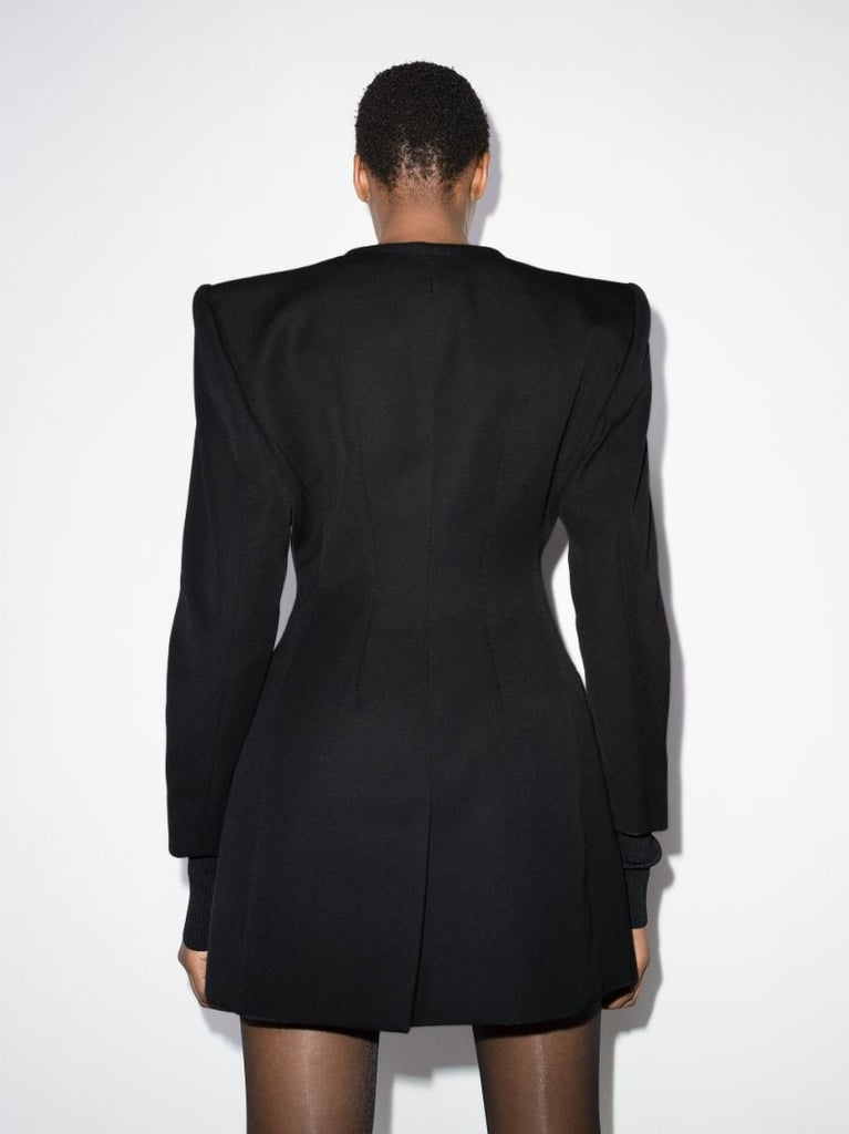 Exaggerated Shoulder Single-breasted Blazer
