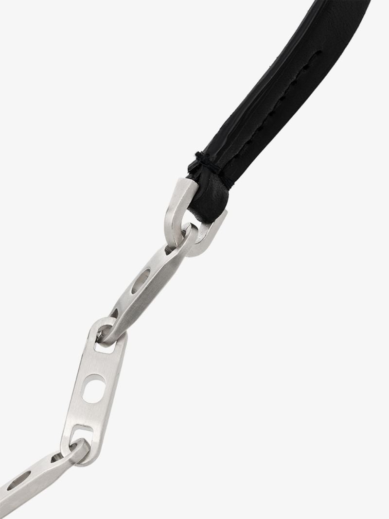 Black Leather Chain Choker Necklace
