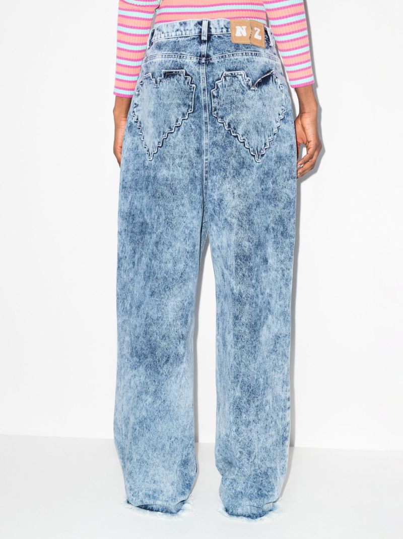 Pixel Heart Acid Wash Jeans