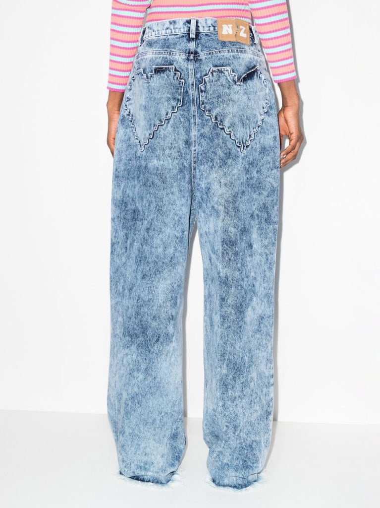 Pixel Heart Acid Wash Jeans