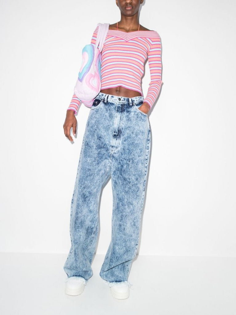 Pixel Heart Acid Wash Jeans
