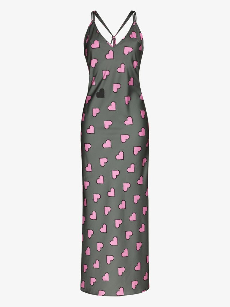 Heart Print Slip Dress