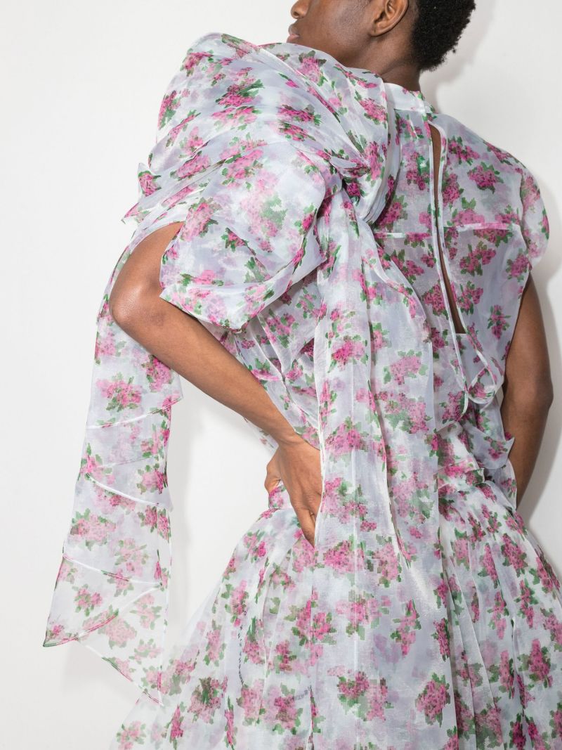 Floral Print Organza Maxi Gown