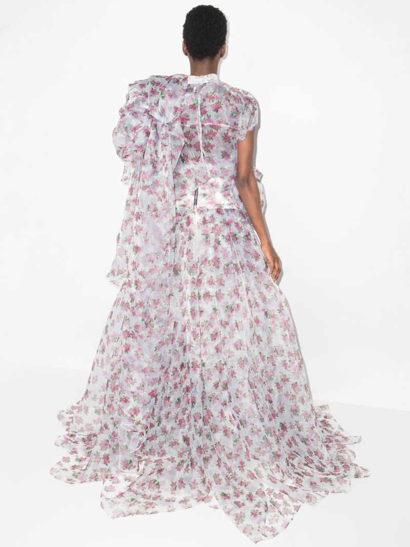 Floral Print Organza Maxi Gown