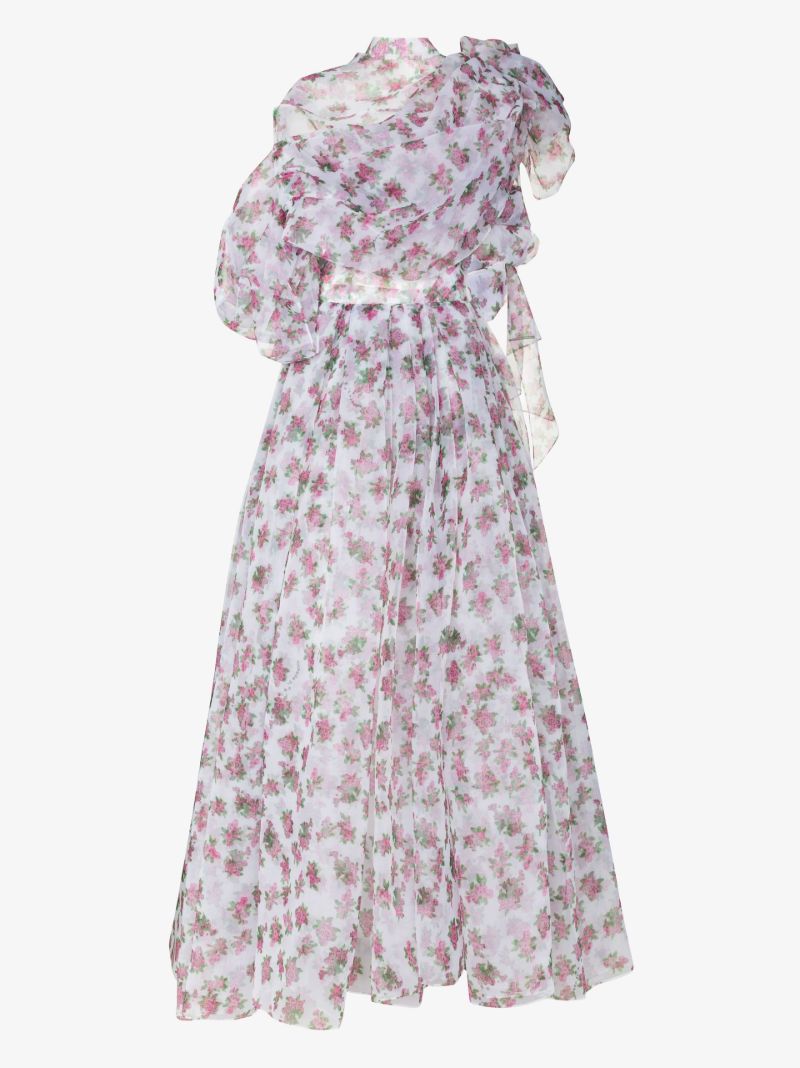 Floral Print Organza Maxi Gown