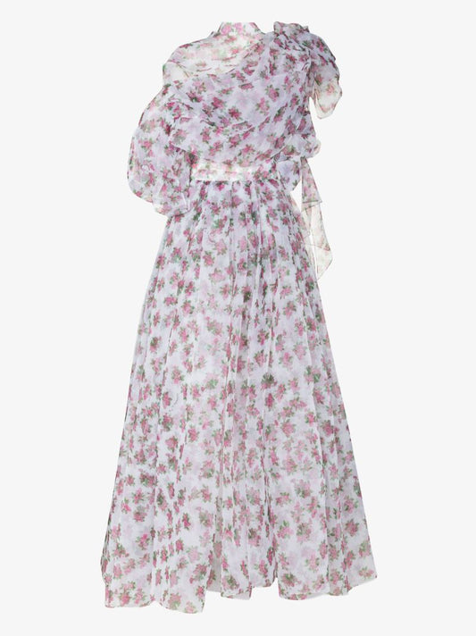 Floral Print Organza Maxi Gown