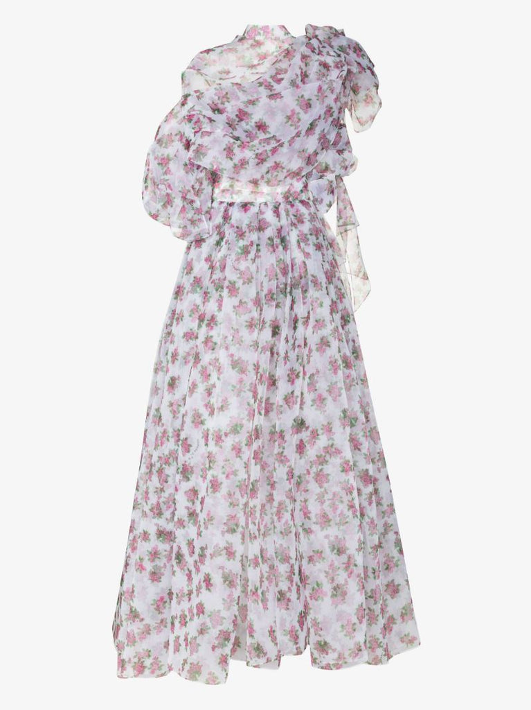 Floral Print Organza Maxi Gown