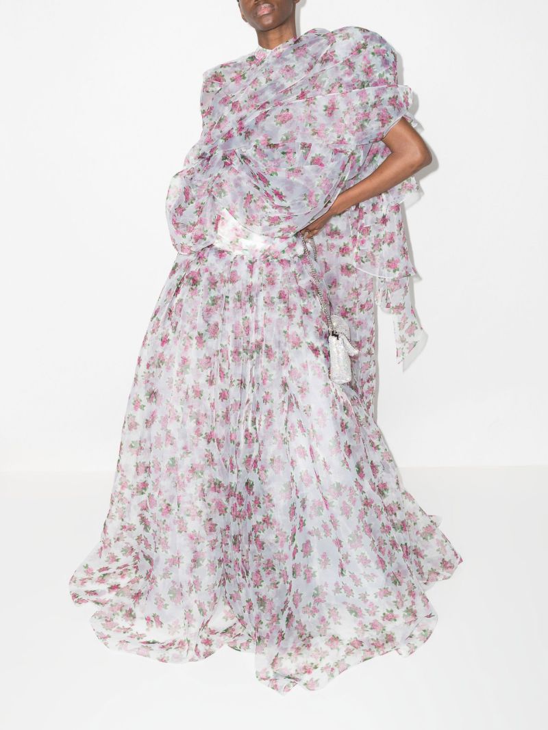 Floral Print Organza Maxi Gown