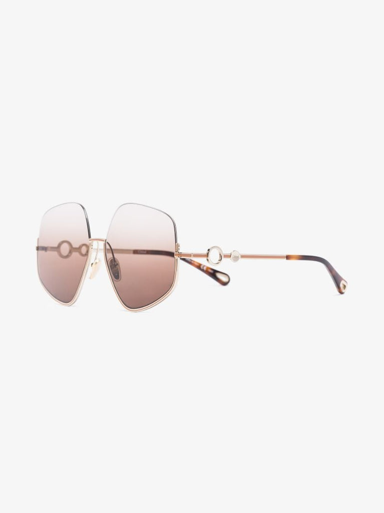 Gold Tone Sofya Hexagon Sunglasses