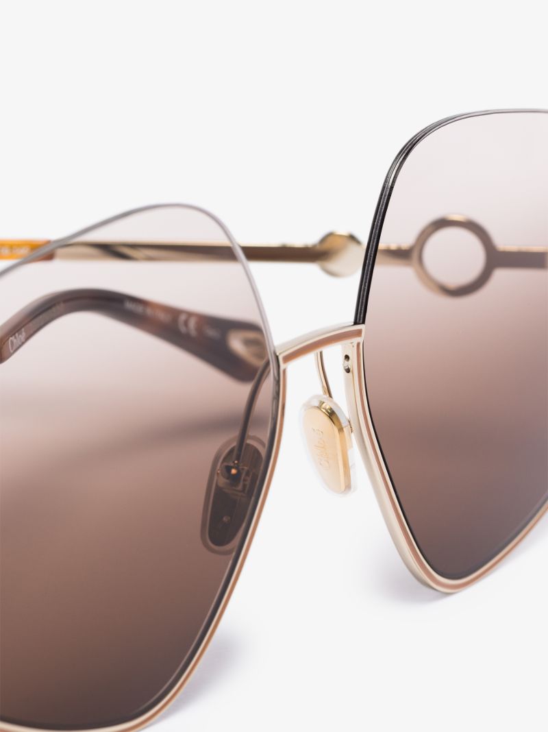 Gold Tone Sofya Hexagon Sunglasses