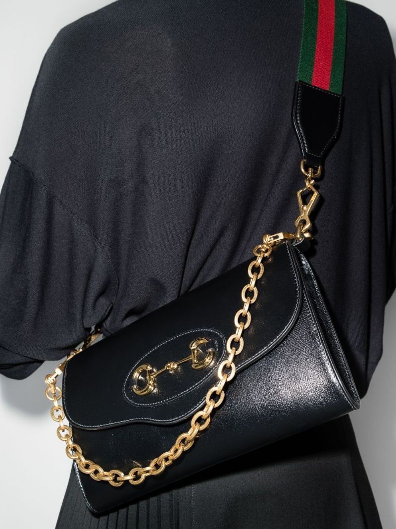 Black Horsebit 1955 Small Leather Shoulder Bag