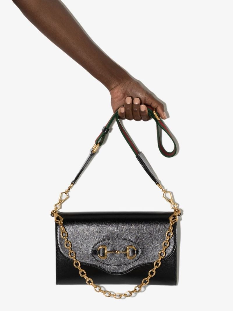 Black Horsebit 1955 Small Leather Shoulder Bag