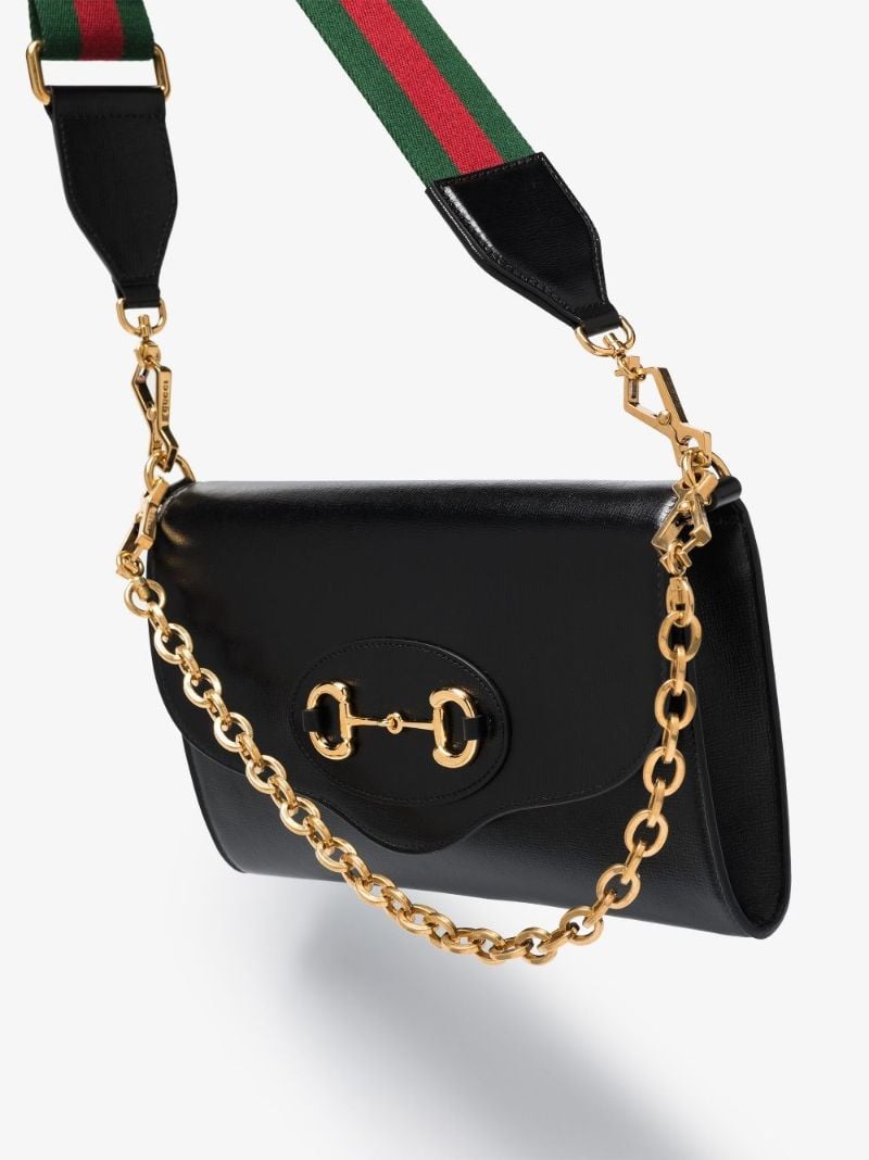 Black Horsebit 1955 Small Leather Shoulder Bag