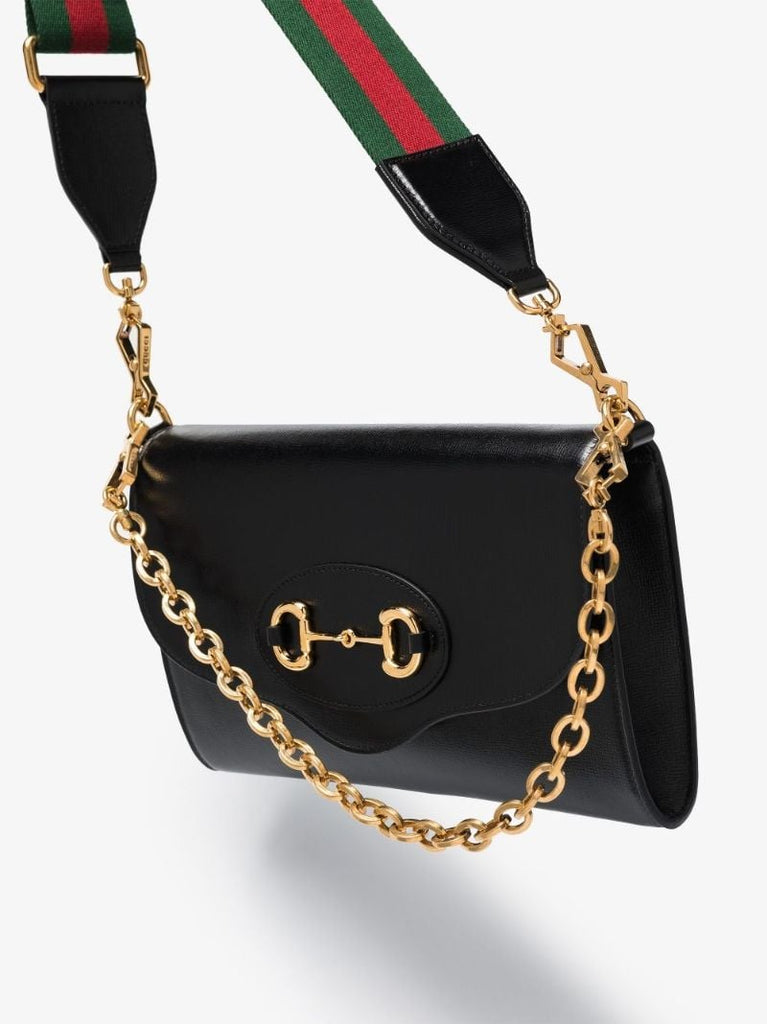 Black Horsebit 1955 Small Leather Shoulder Bag