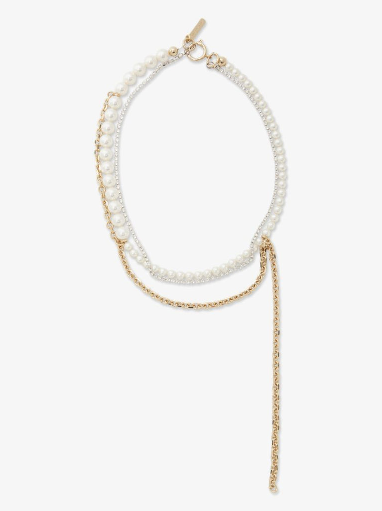 Gold-plated Jill Faux Pearl Crystal Necklace