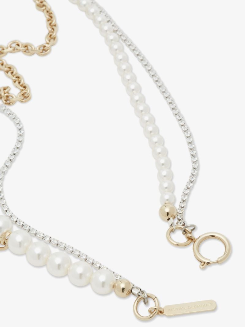 Gold-plated Jill Faux Pearl Crystal Necklace