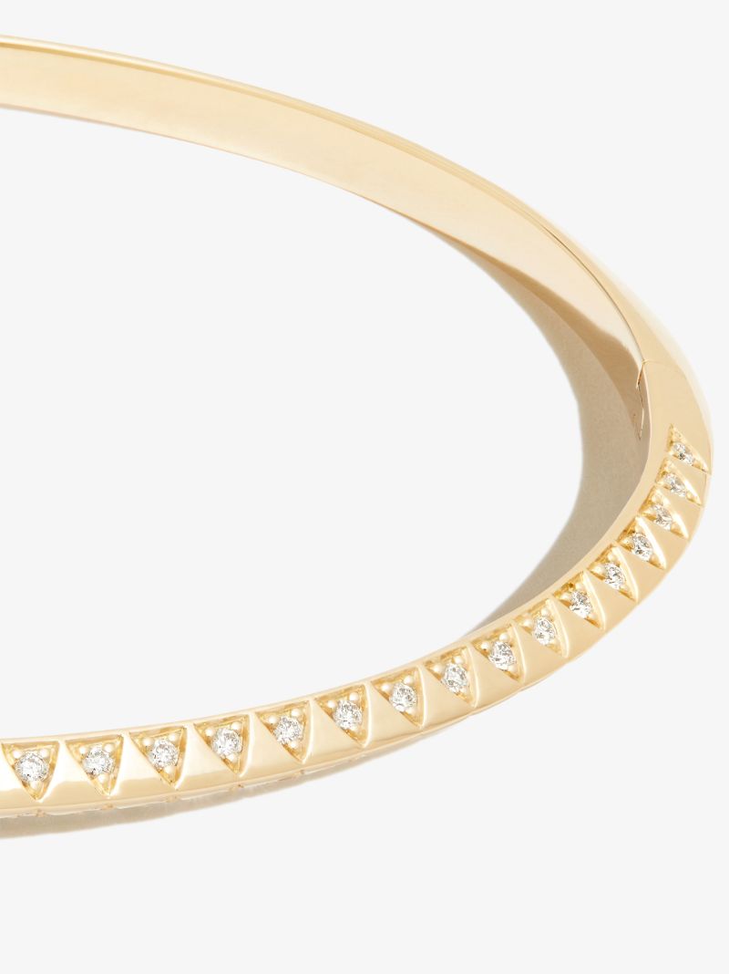 18k Yellow Gold Skinny Talisman Diamond Bangle Bracelet