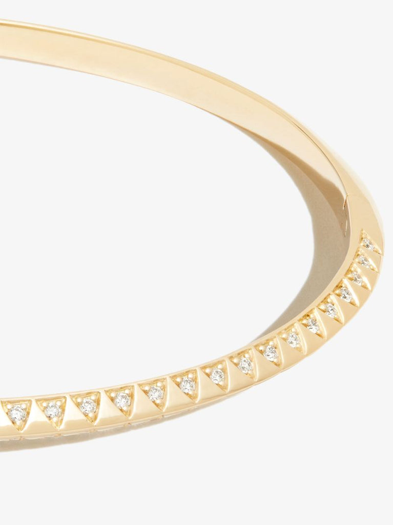 18k Yellow Gold Skinny Talisman Diamond Bangle Bracelet
