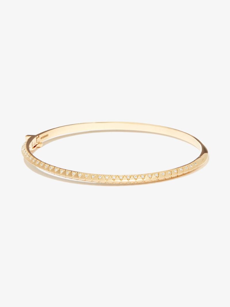 18k Yellow Gold Skinny Talisman Diamond Bangle Bracelet