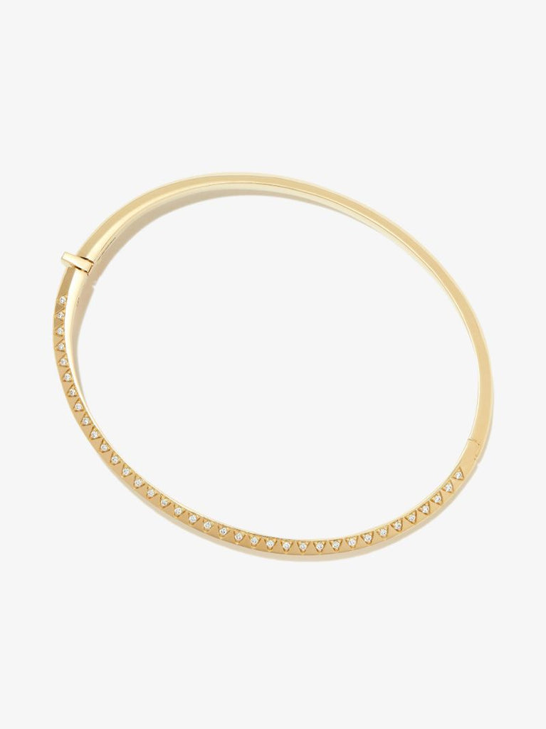 18k Yellow Gold Skinny Talisman Diamond Bangle Bracelet