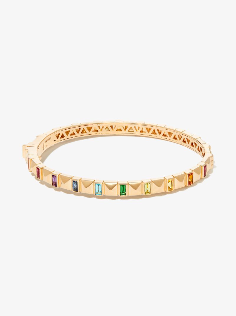 18k Yellow Gold Pyramid Multi-stone Bangle Bracelet
