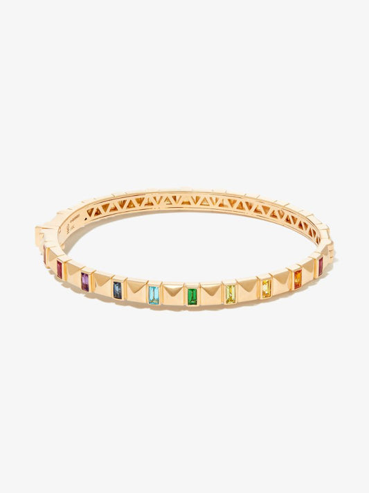 18k Yellow Gold Pyramid Multi-stone Bangle Bracelet