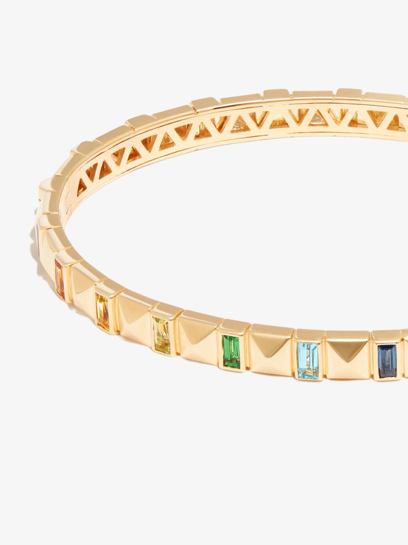 18k Yellow Gold Pyramid Multi-stone Bangle Bracelet
